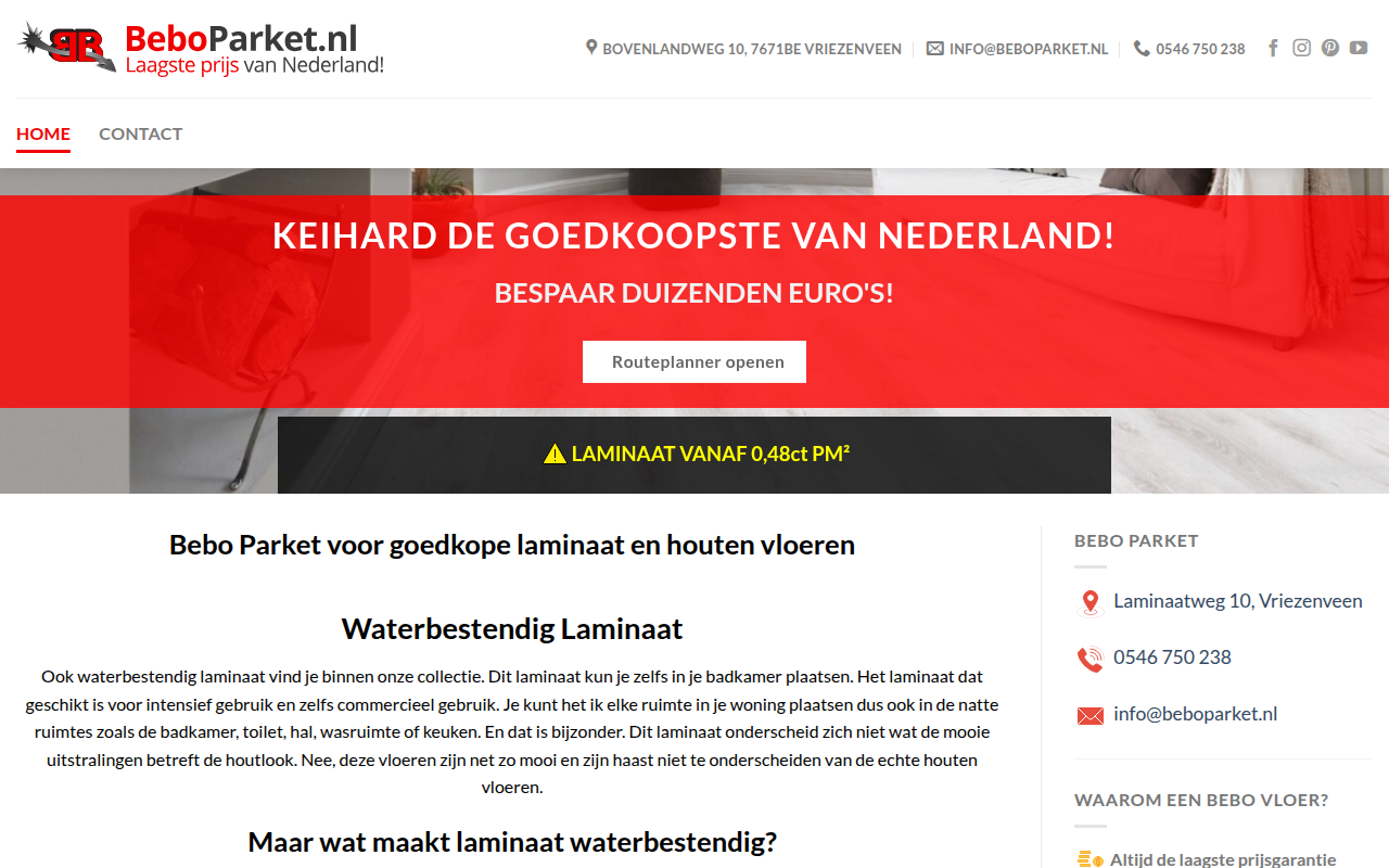 Screenshot van bebopakket.nl
