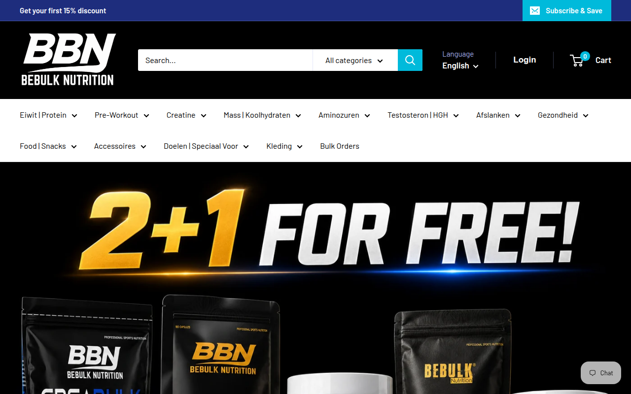 Screenshot van bebulknutrition.nl