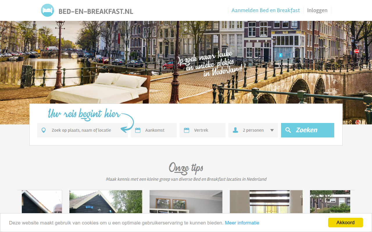Screenshot van bed-en-breakfast.nl