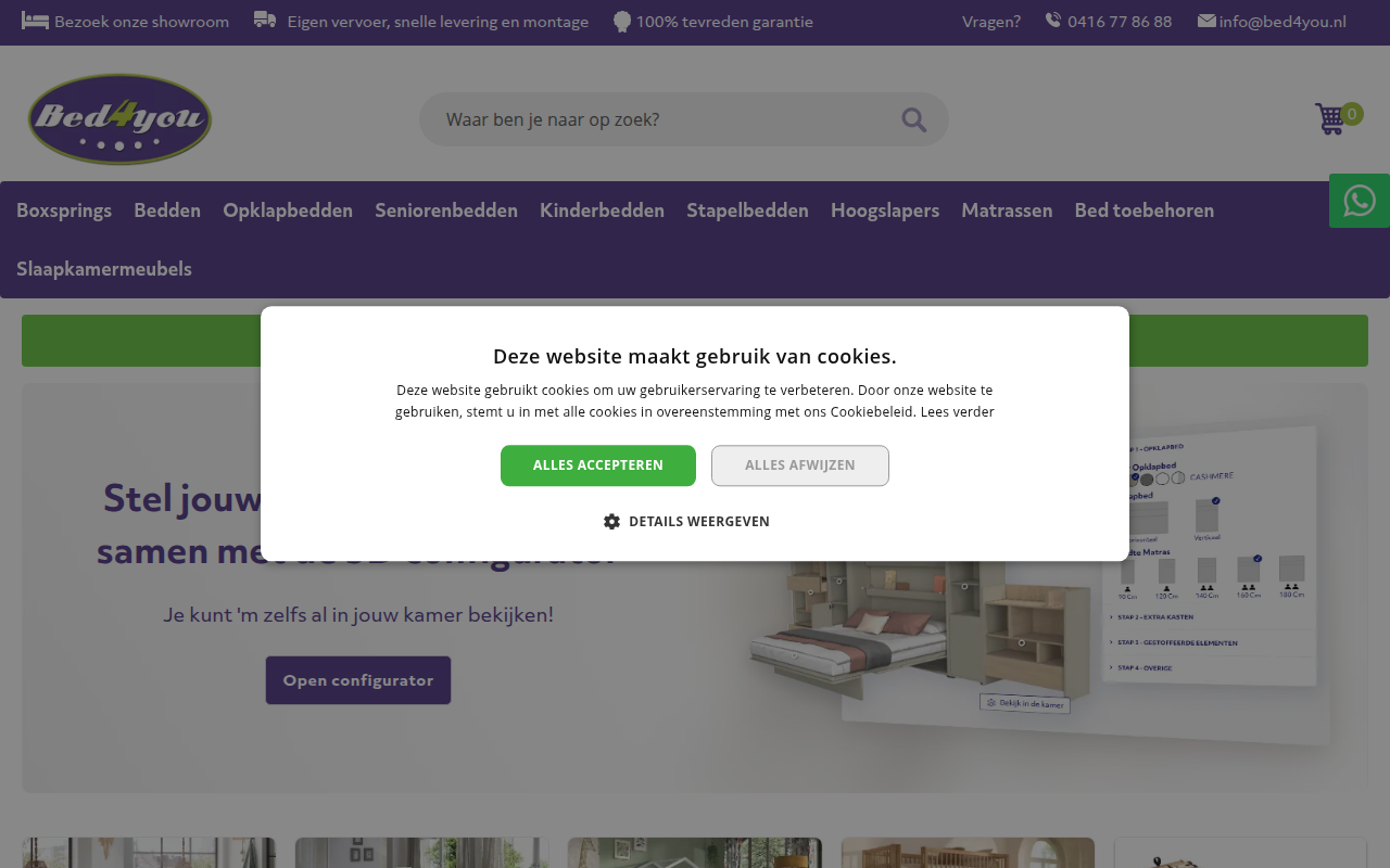 Screenshot van bed4you.nl