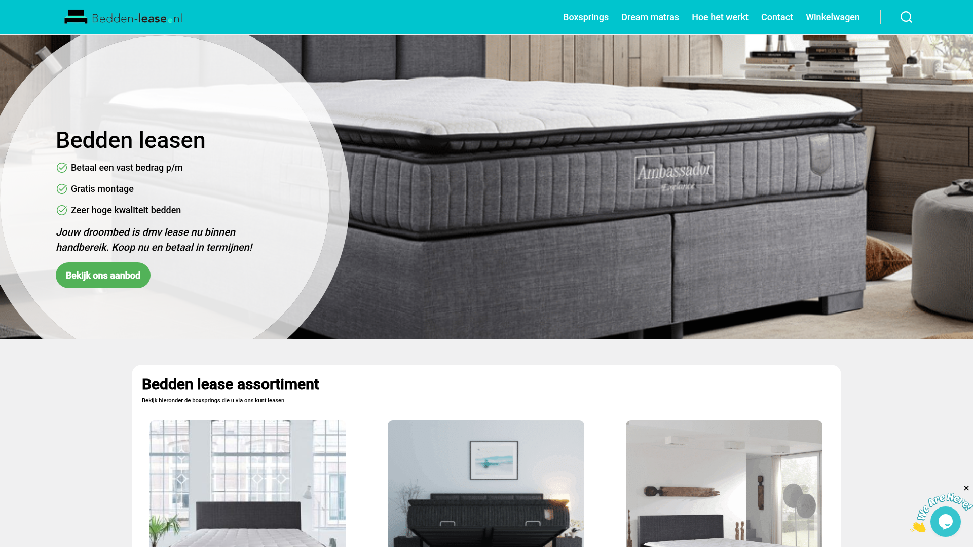 Screenshot van bedden-lease.nl