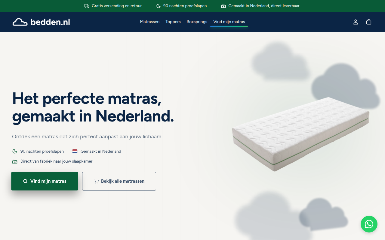 Screenshot van bedden.nl