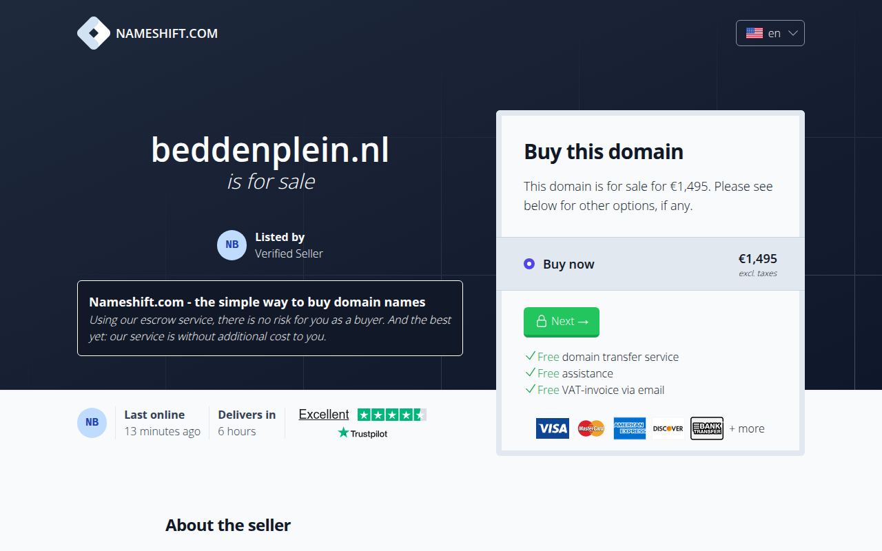 Screenshot van beddenplein.nl