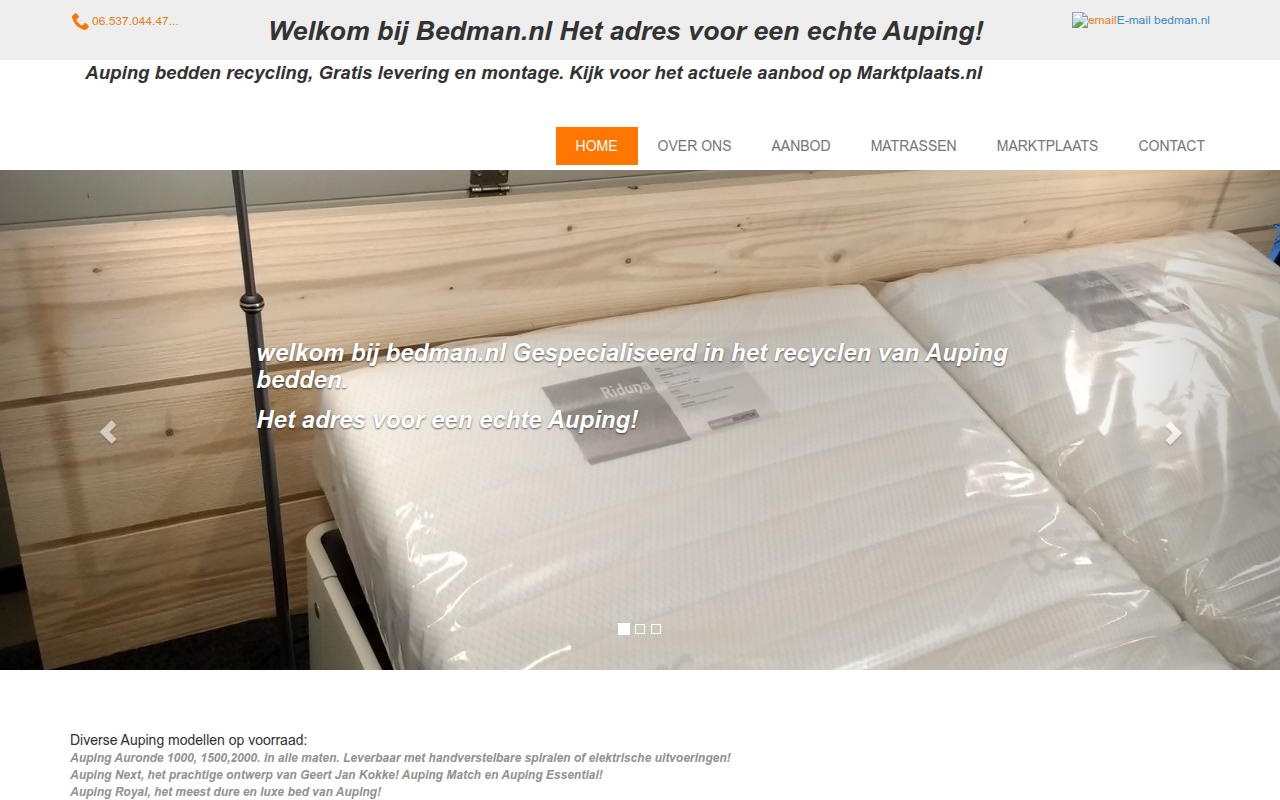 Screenshot van bedman.nl