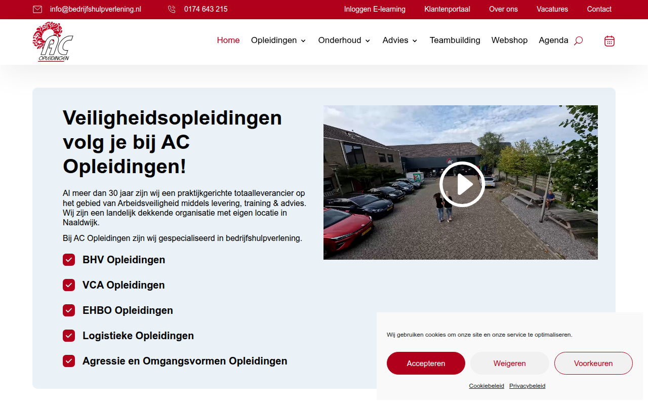 Screenshot van bedrijfshulpverlening.nl
