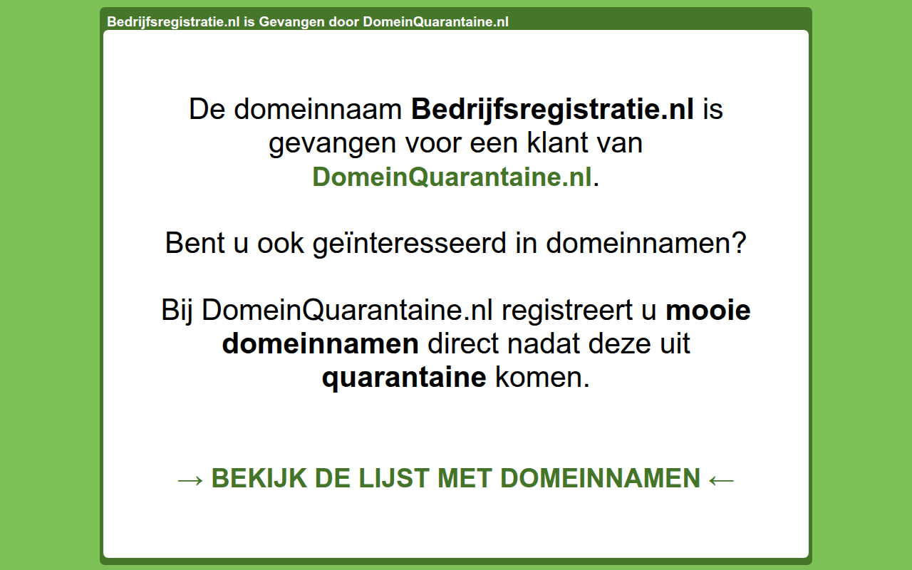 Screenshot van bedrijfsregistratie.nl