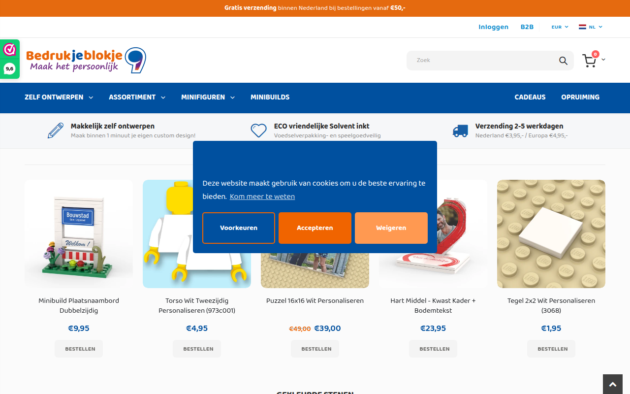 Screenshot van bedrukjeblokje.nl