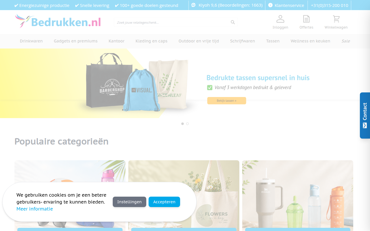 Screenshot van bedrukken.nl