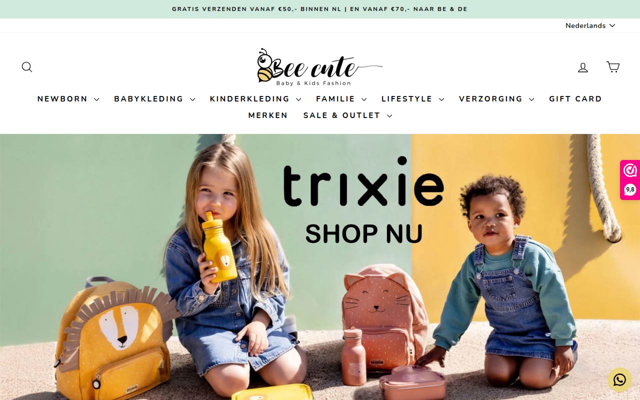 Screenshot van bee-cute.nl