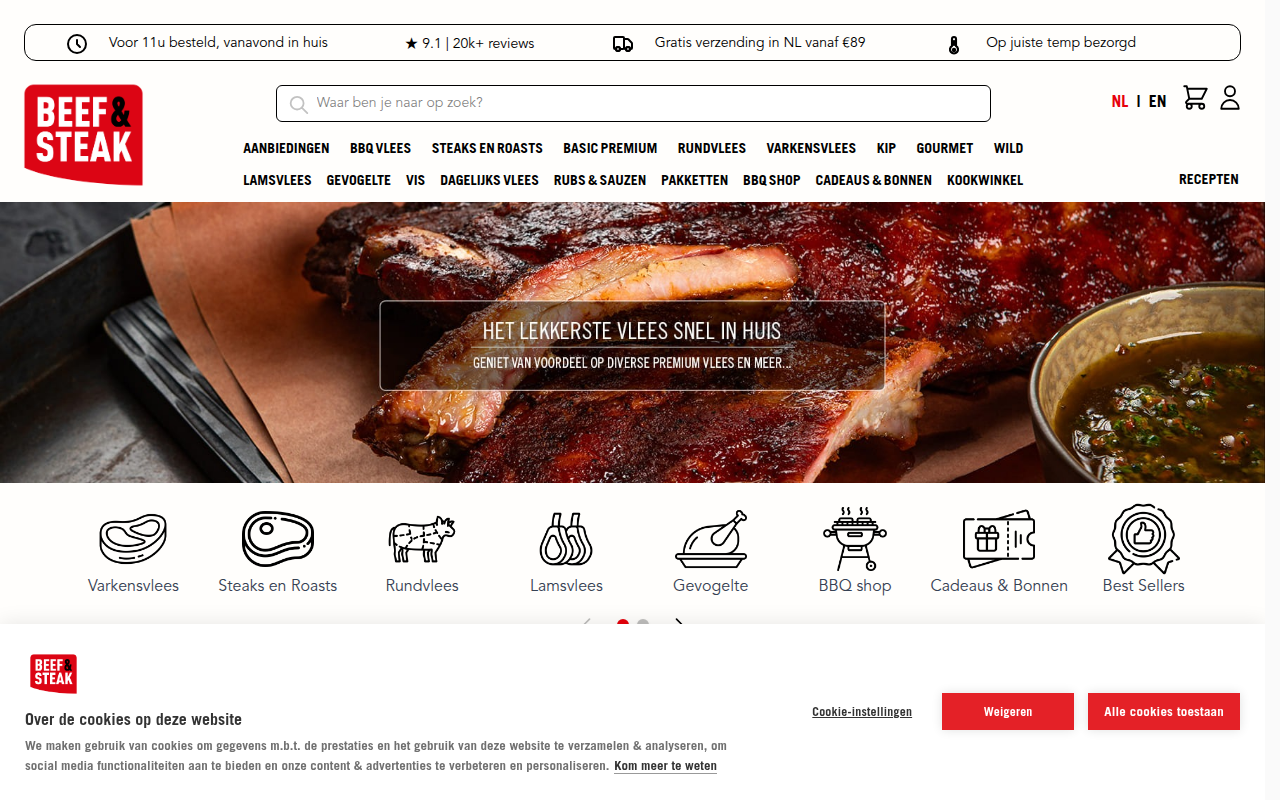 Screenshot van beefensteak.nl