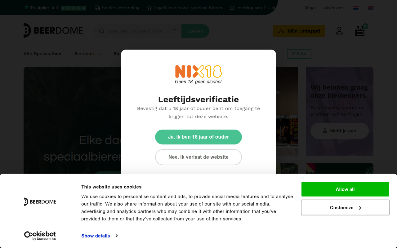 Screenshot van beerdome.nl