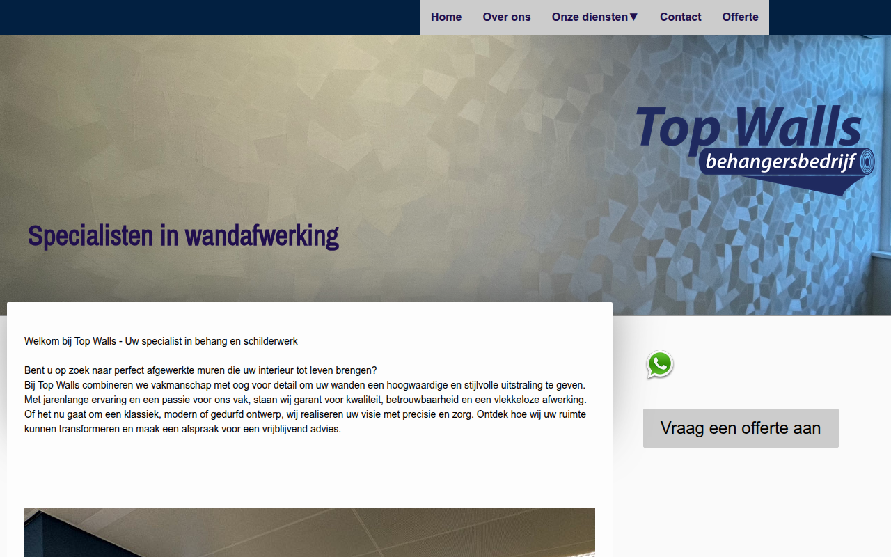 Screenshot van behangersbedrijftopwalls.nl
