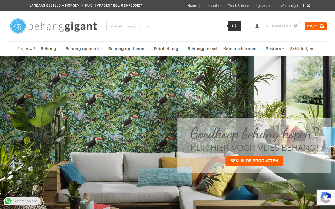 Screenshot van behanggigant.nl
