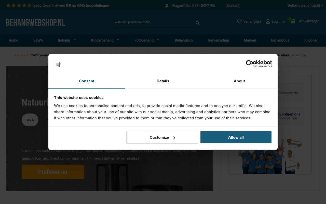 Screenshot van behangwebshop.nl