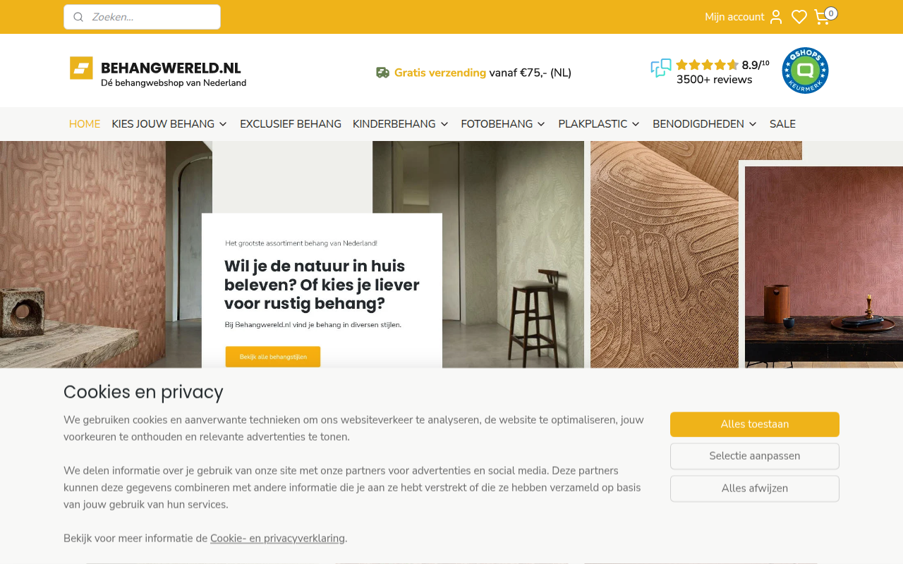 Screenshot van behangwereld.nl