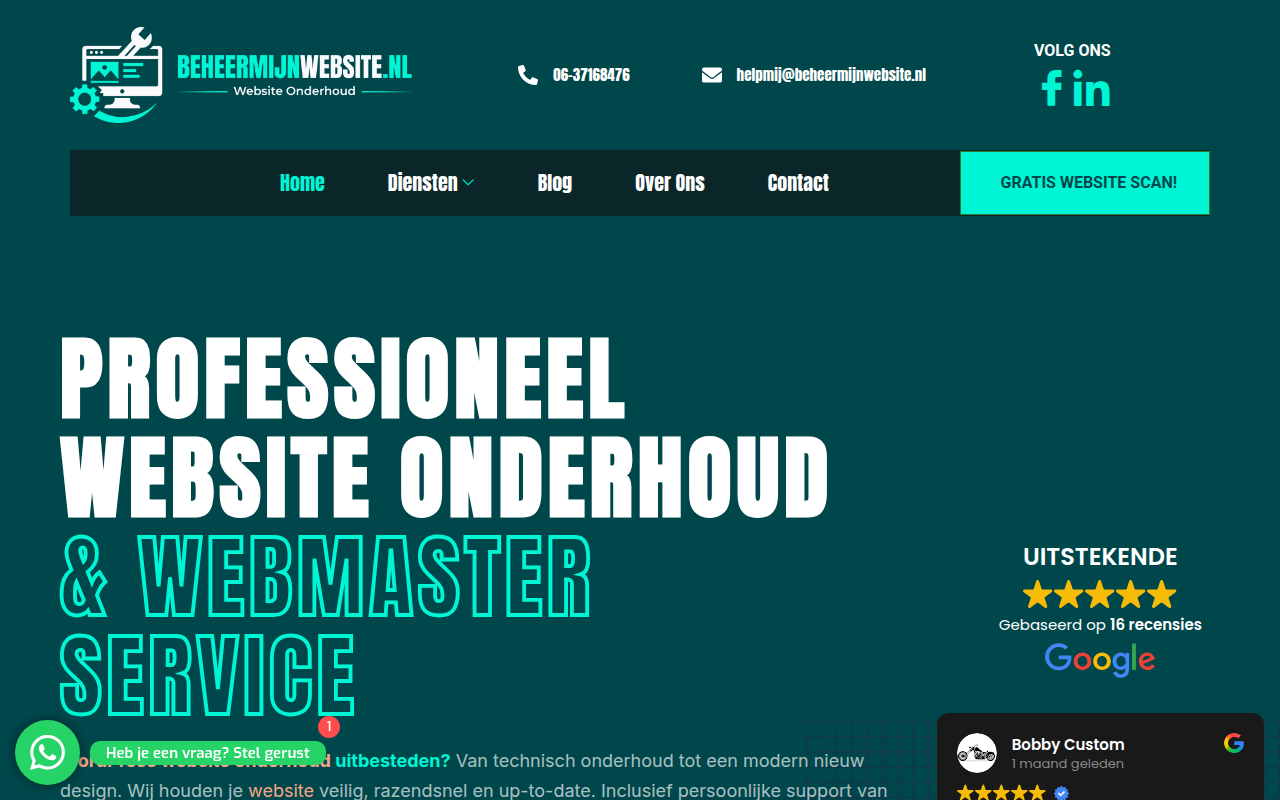 Screenshot van beheermijnwebsite.nl