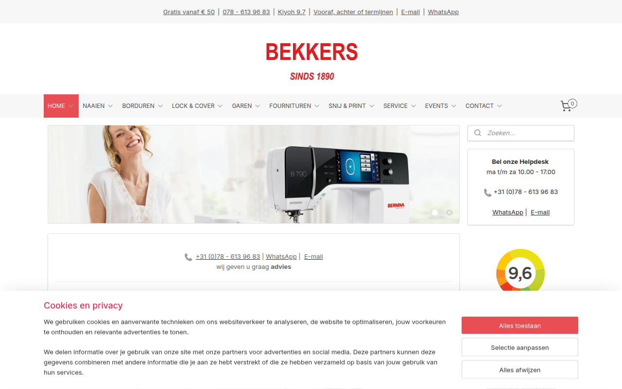 Screenshot van bekkersnaaimachines.nl