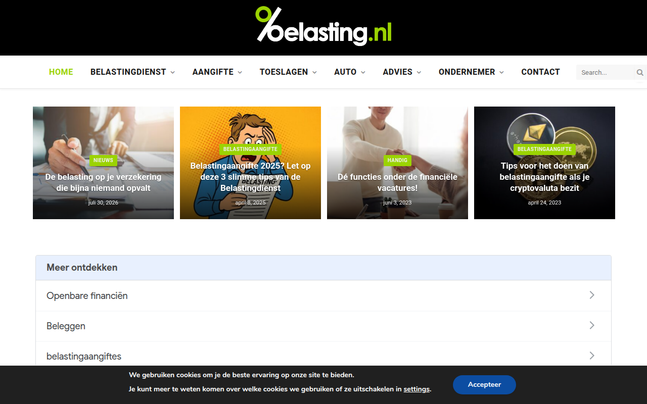 Screenshot van belasting.nl
