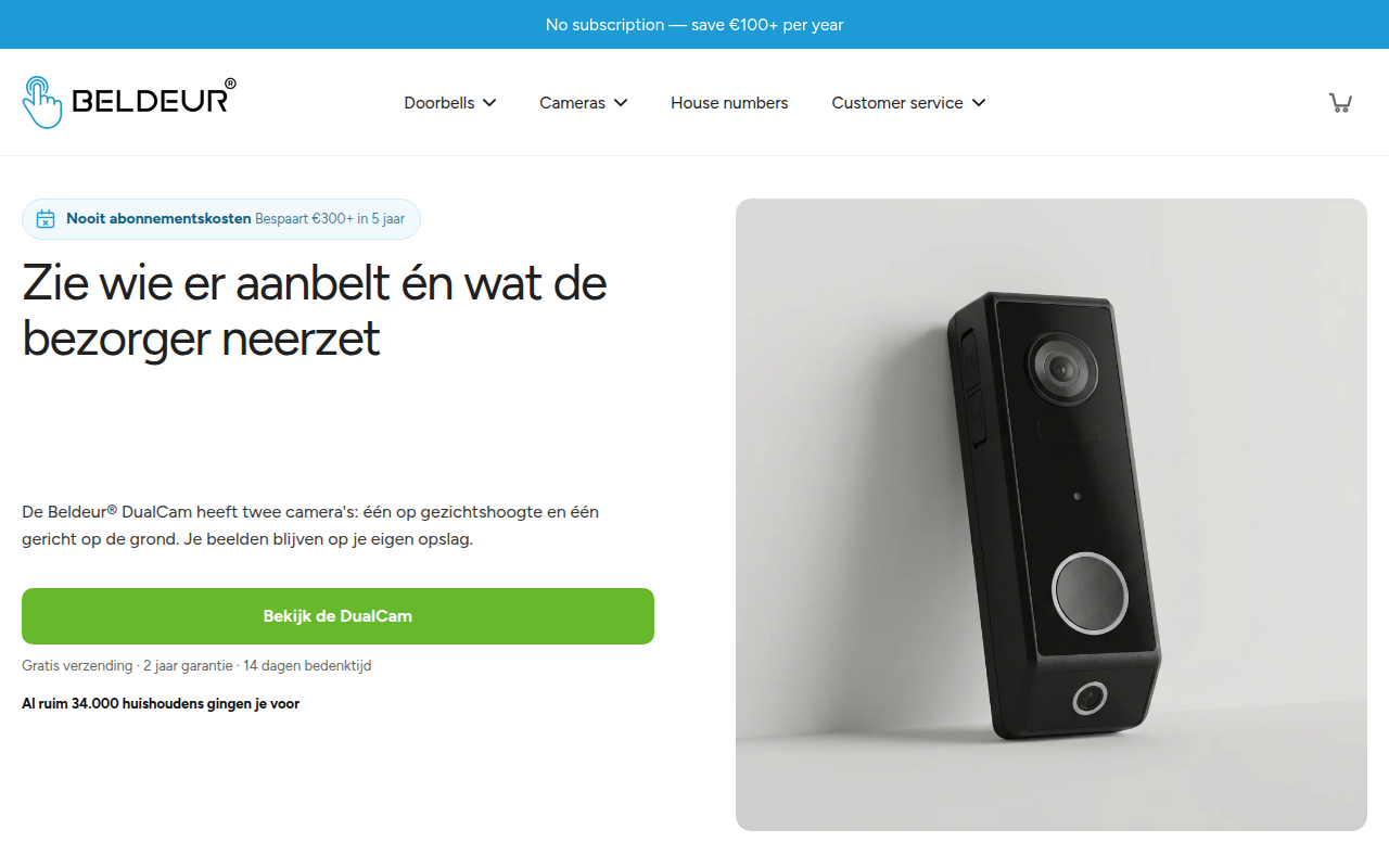 Screenshot van www.beldeur.nl