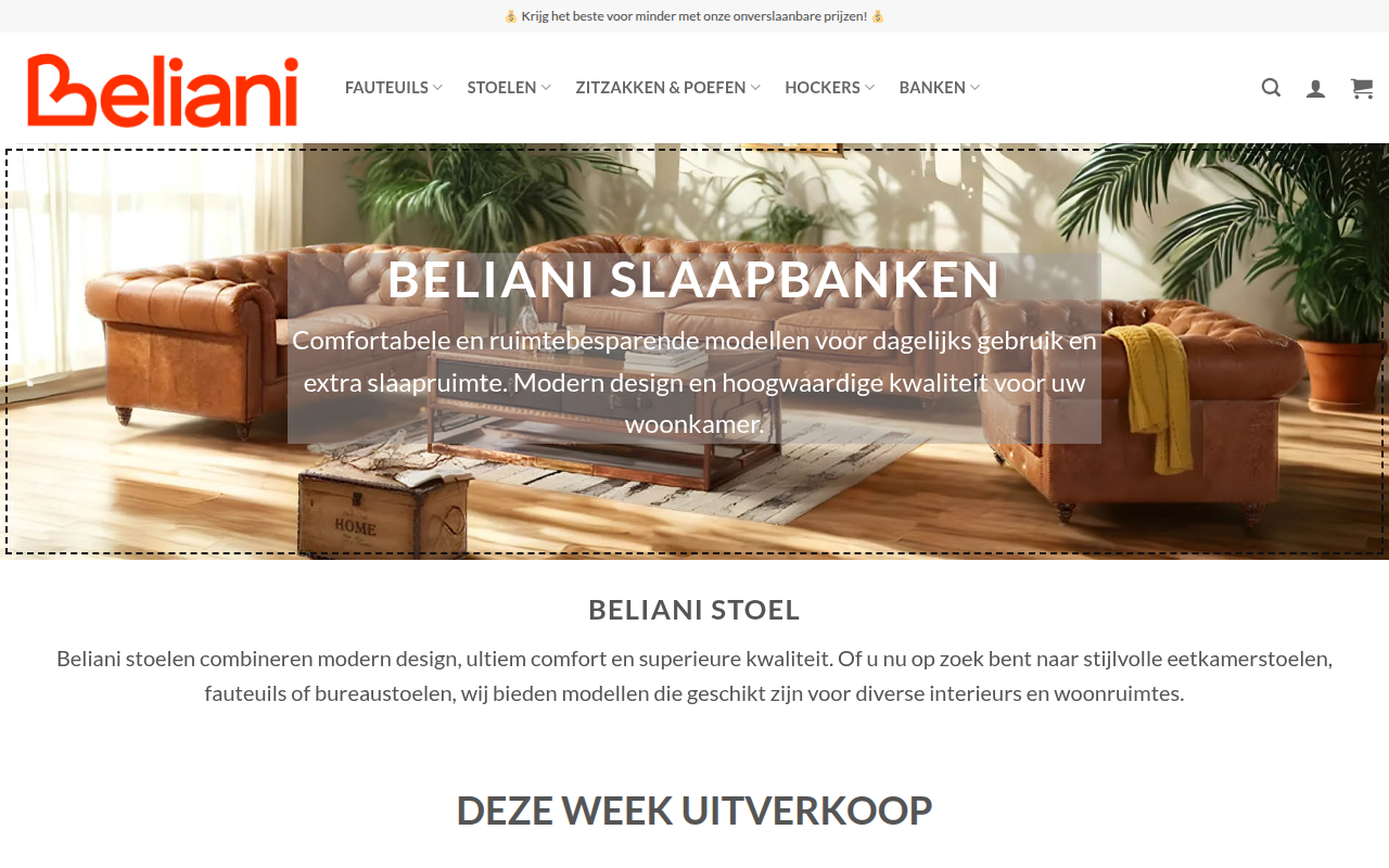 Screenshot van belianistoelen.com
