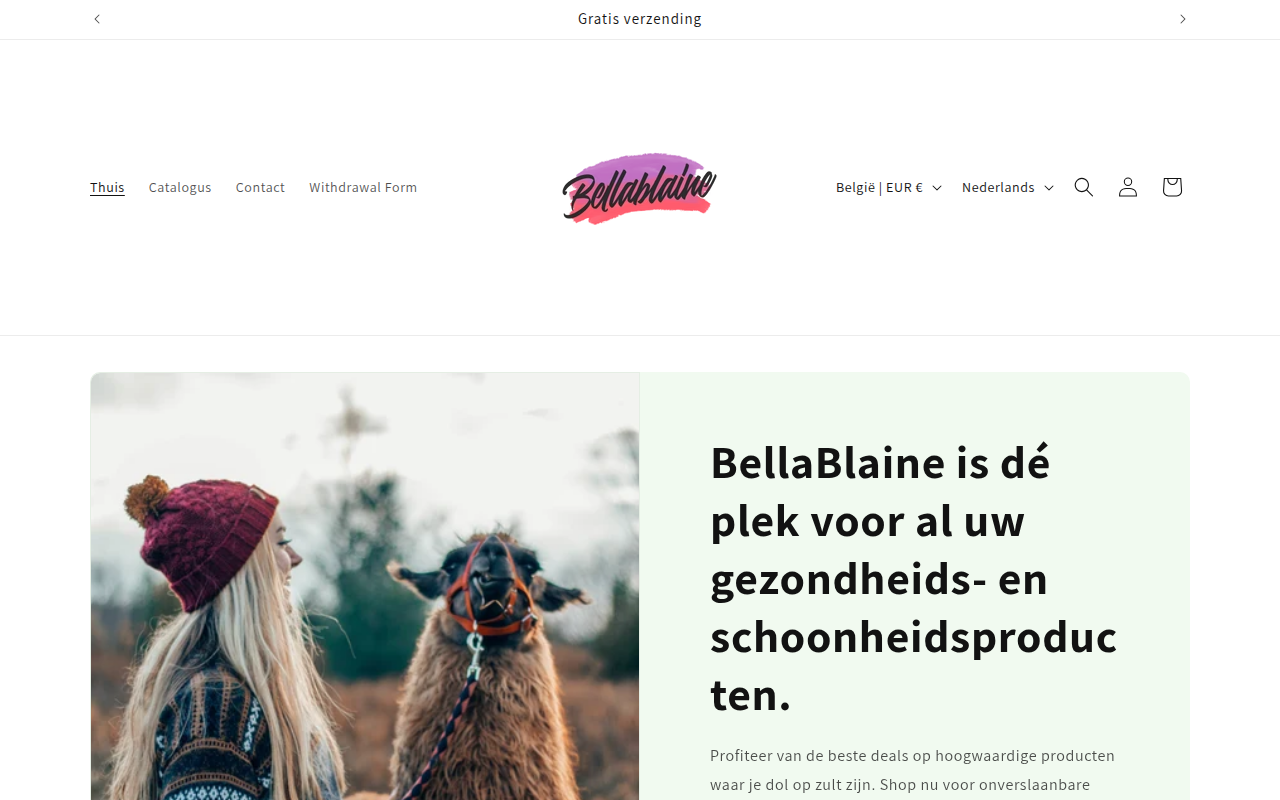Screenshot van bellablaine.com