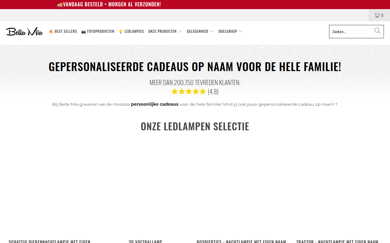 Screenshot van bellamiaboutique.nl