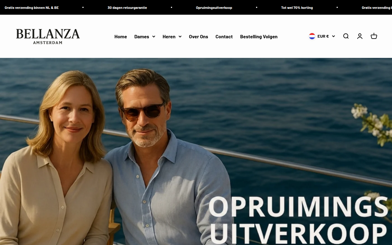 Screenshot van bellanza.nl