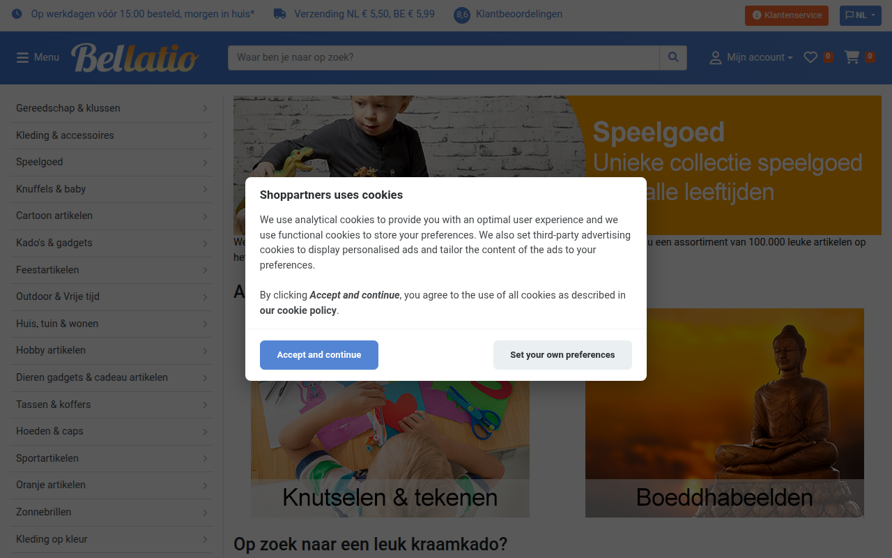 Screenshot van bellatio.nl