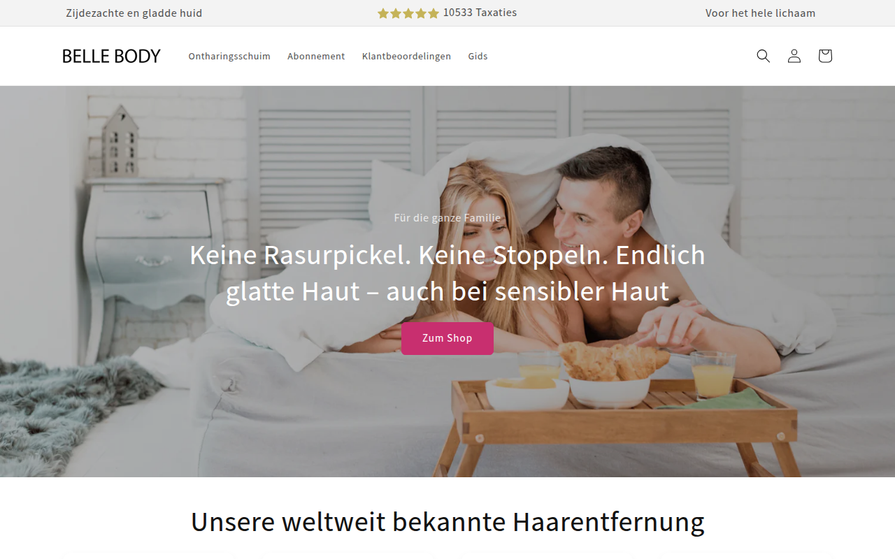 Screenshot van belle-body.nl