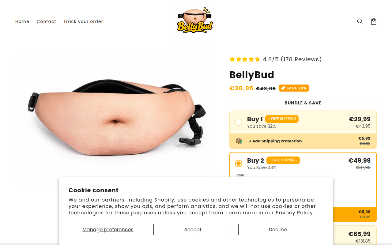 Screenshot van bellybud.com