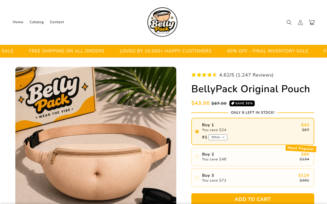 Screenshot van bellypackshop.com