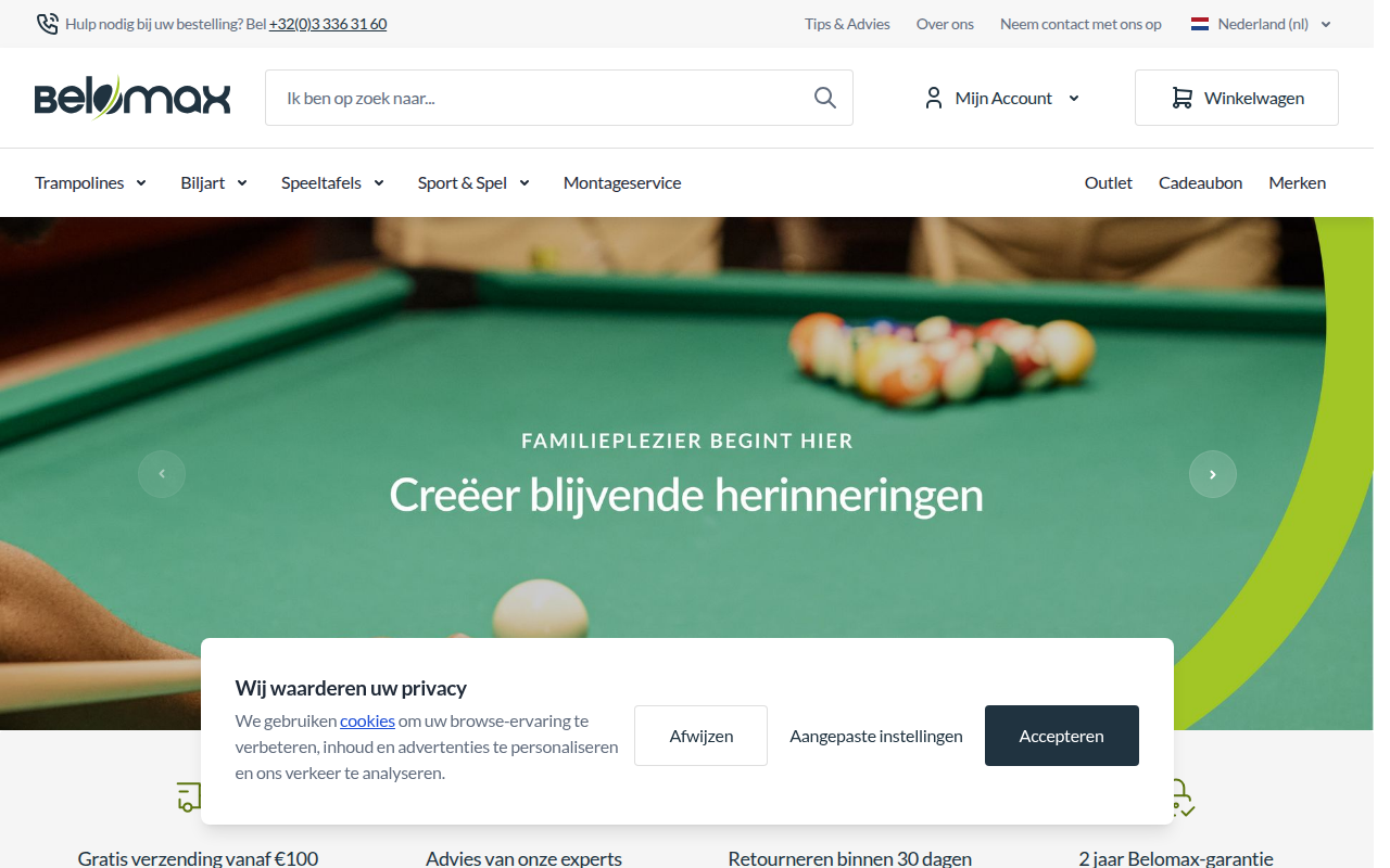 Screenshot van belomax.nl