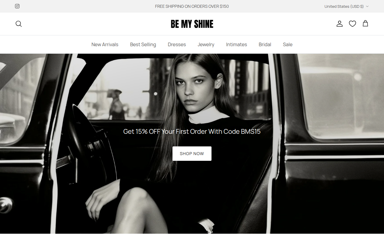 Screenshot van bemyshine.com