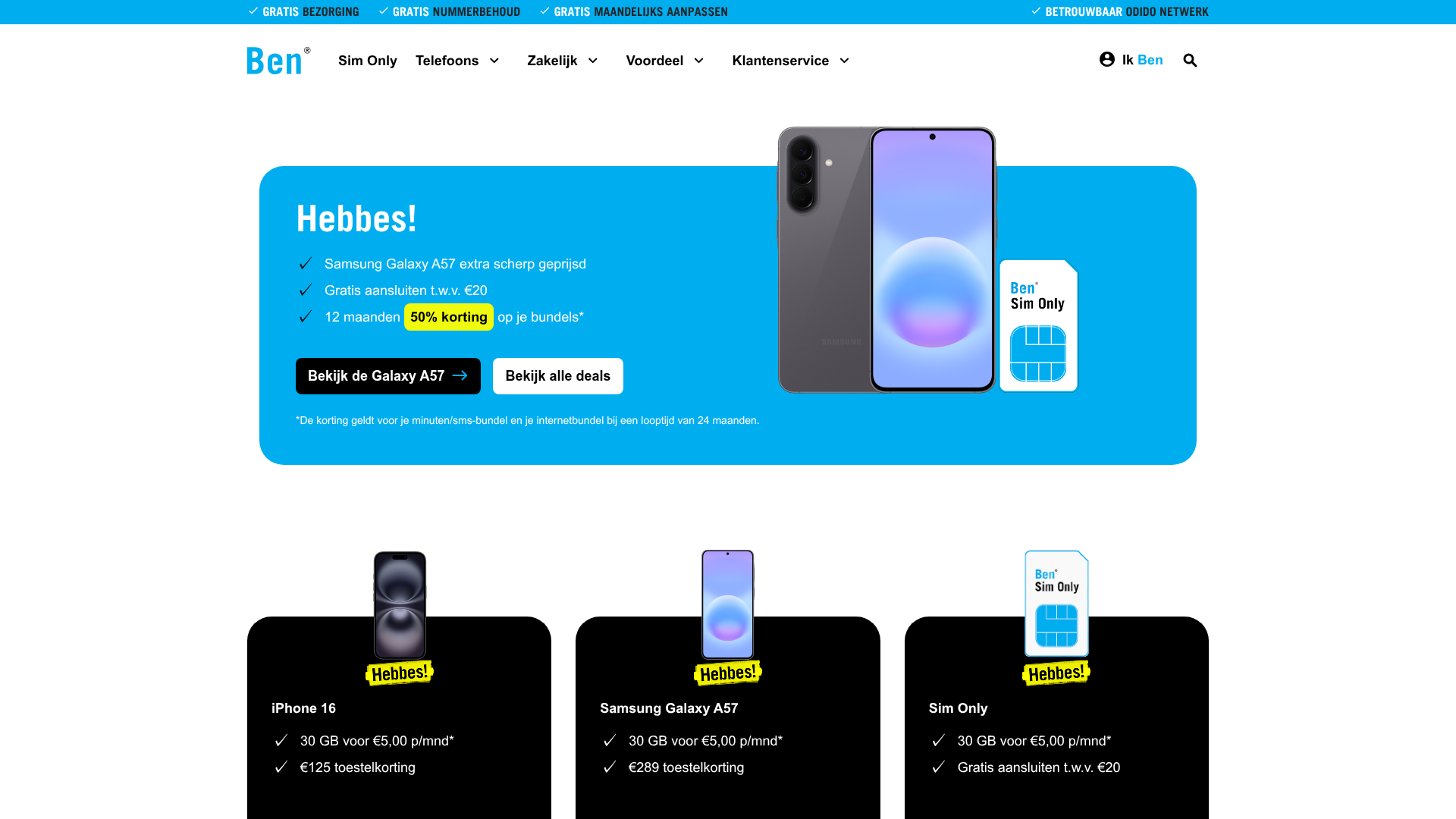 Screenshot van ben.nl