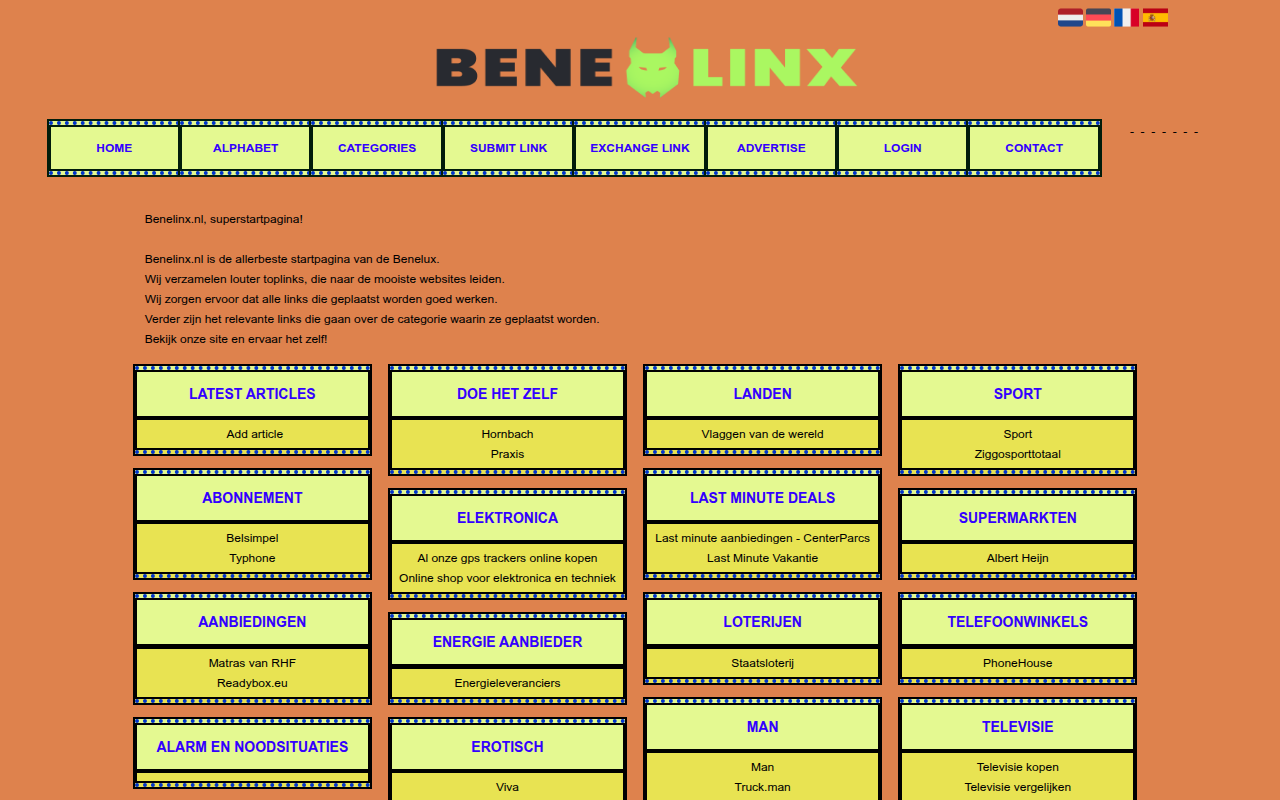 Screenshot van benelinx.nl