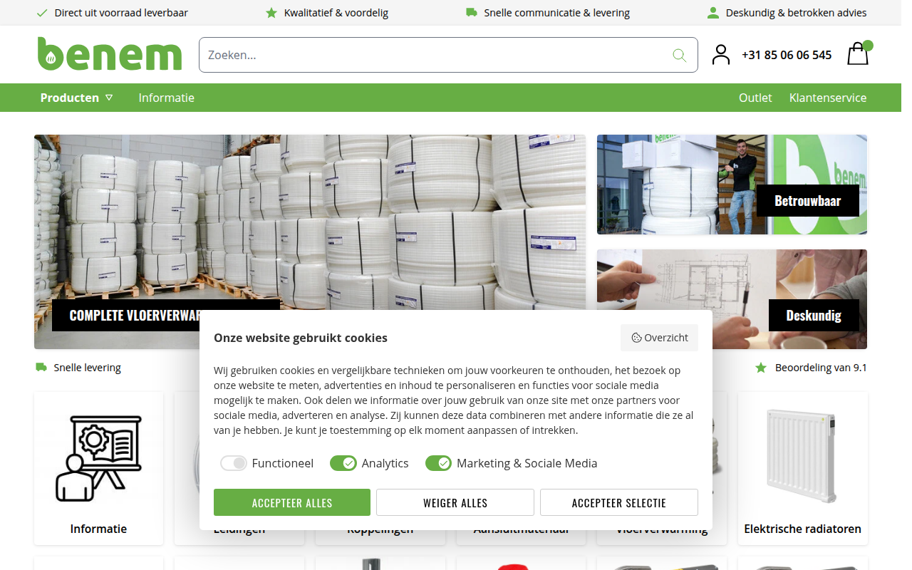Screenshot van benem.nl