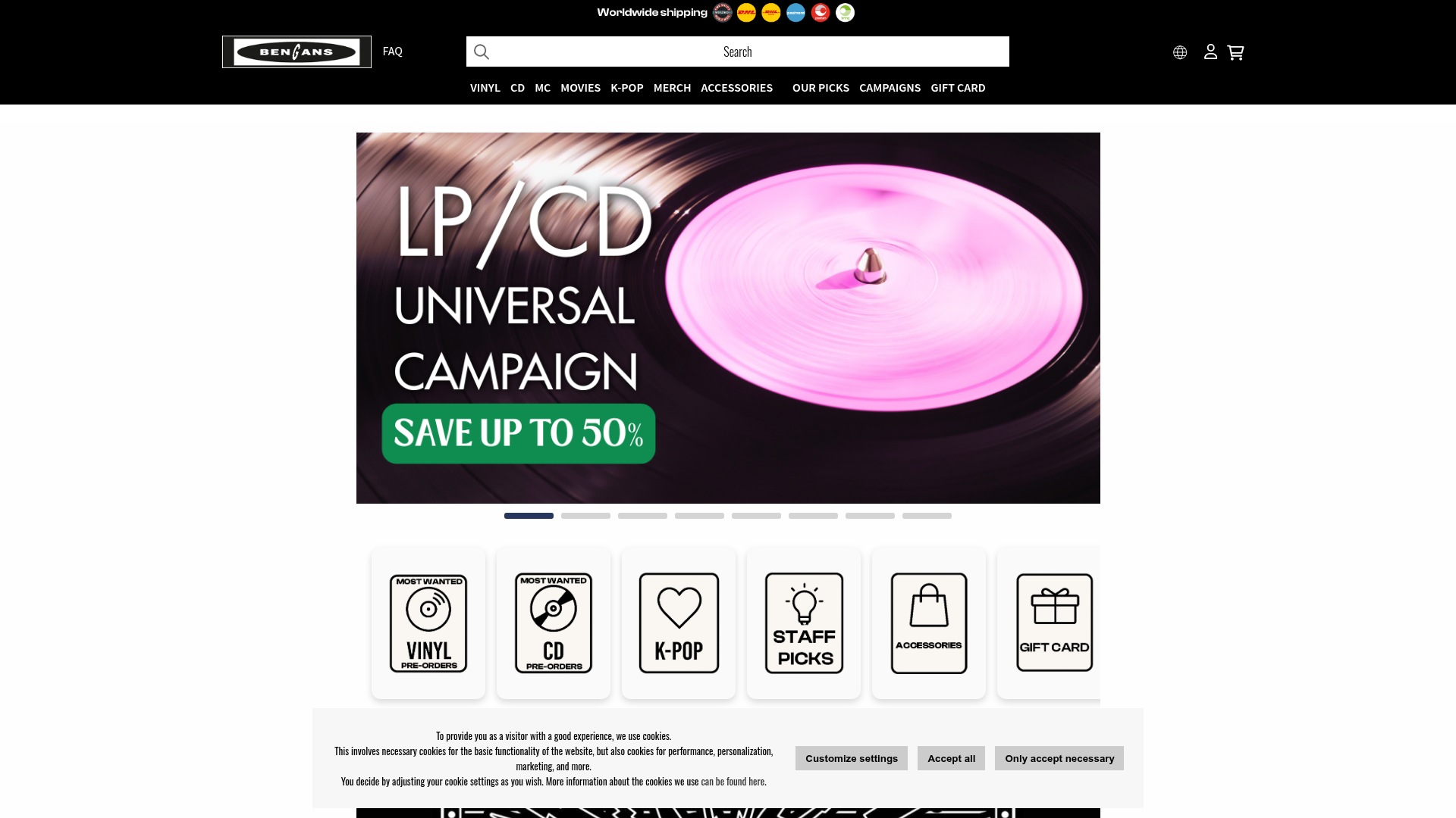 Screenshot van bengans.com