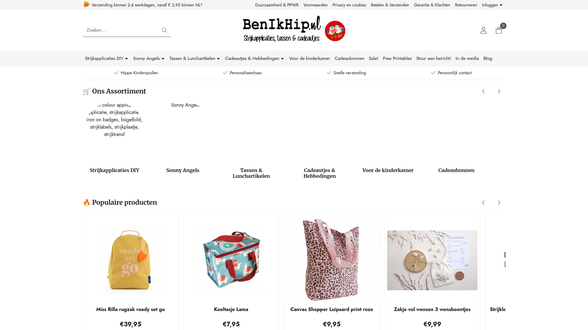 Screenshot van benikhip.nl