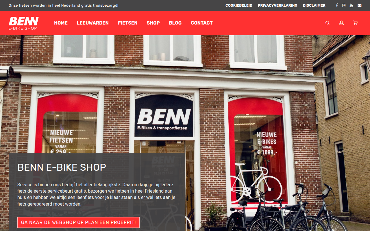 Screenshot van bennfietsen.nl