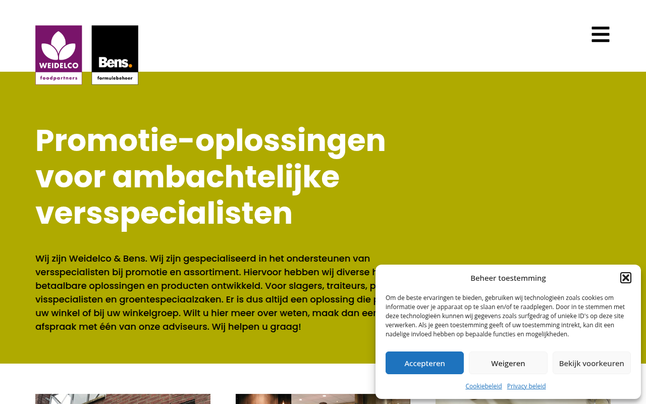 Screenshot van bens.nl