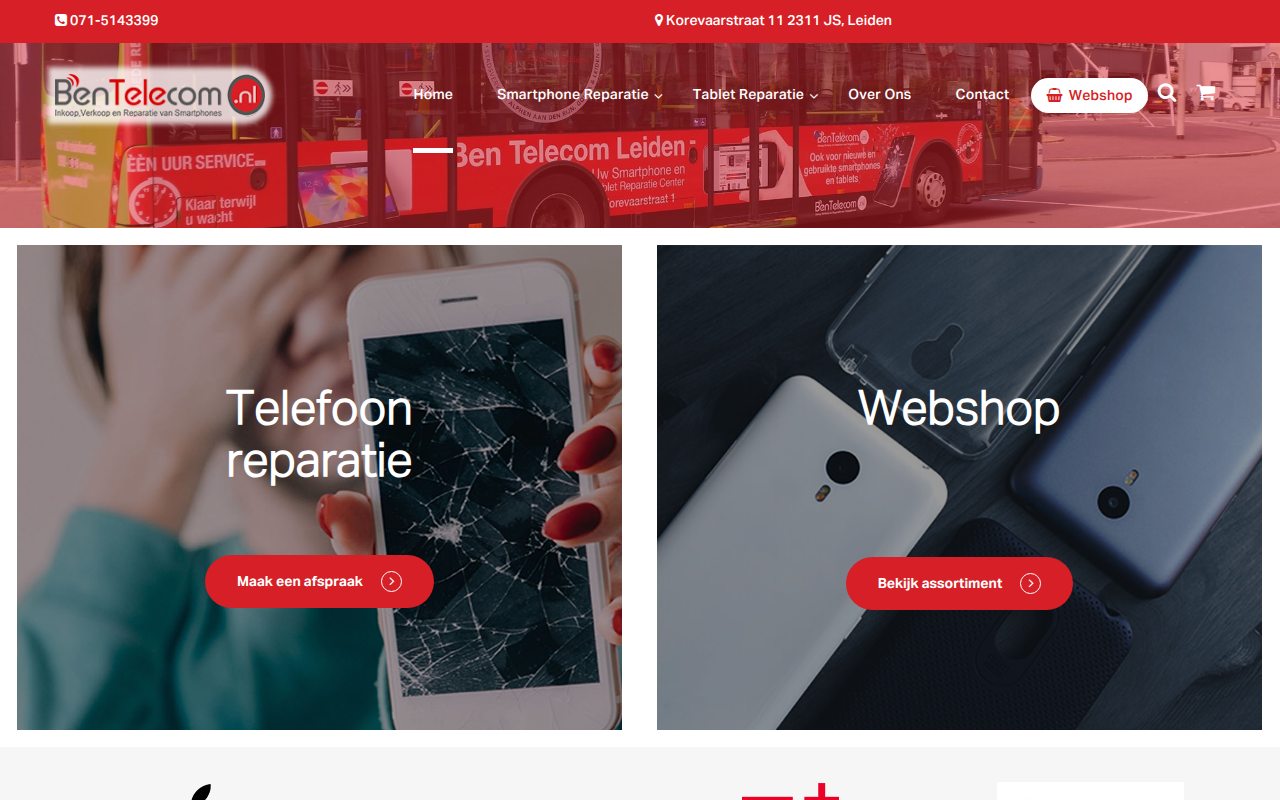 Screenshot van bentelecom.nl