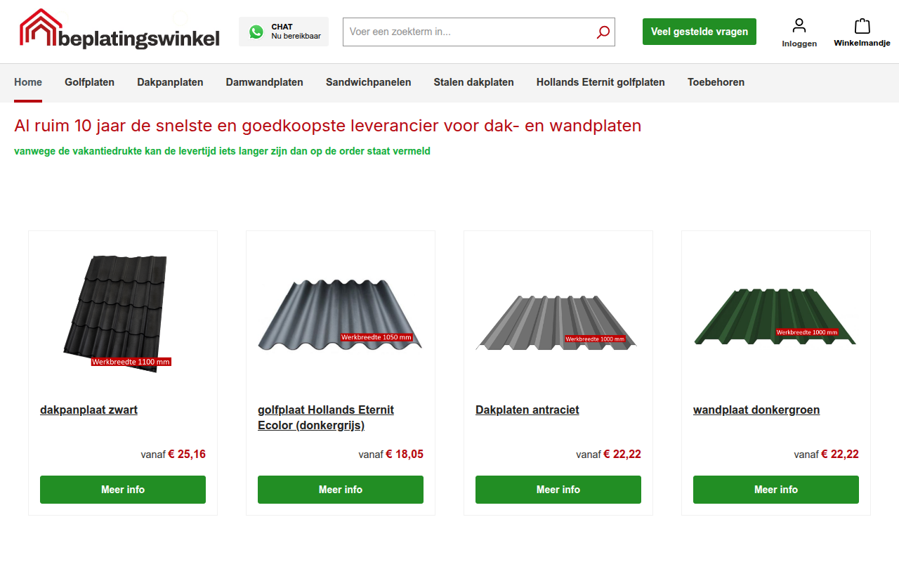 Screenshot van beplatingswinkel.nl