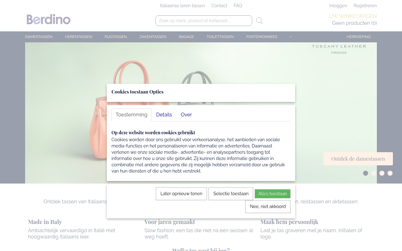 Screenshot van berdino.nl