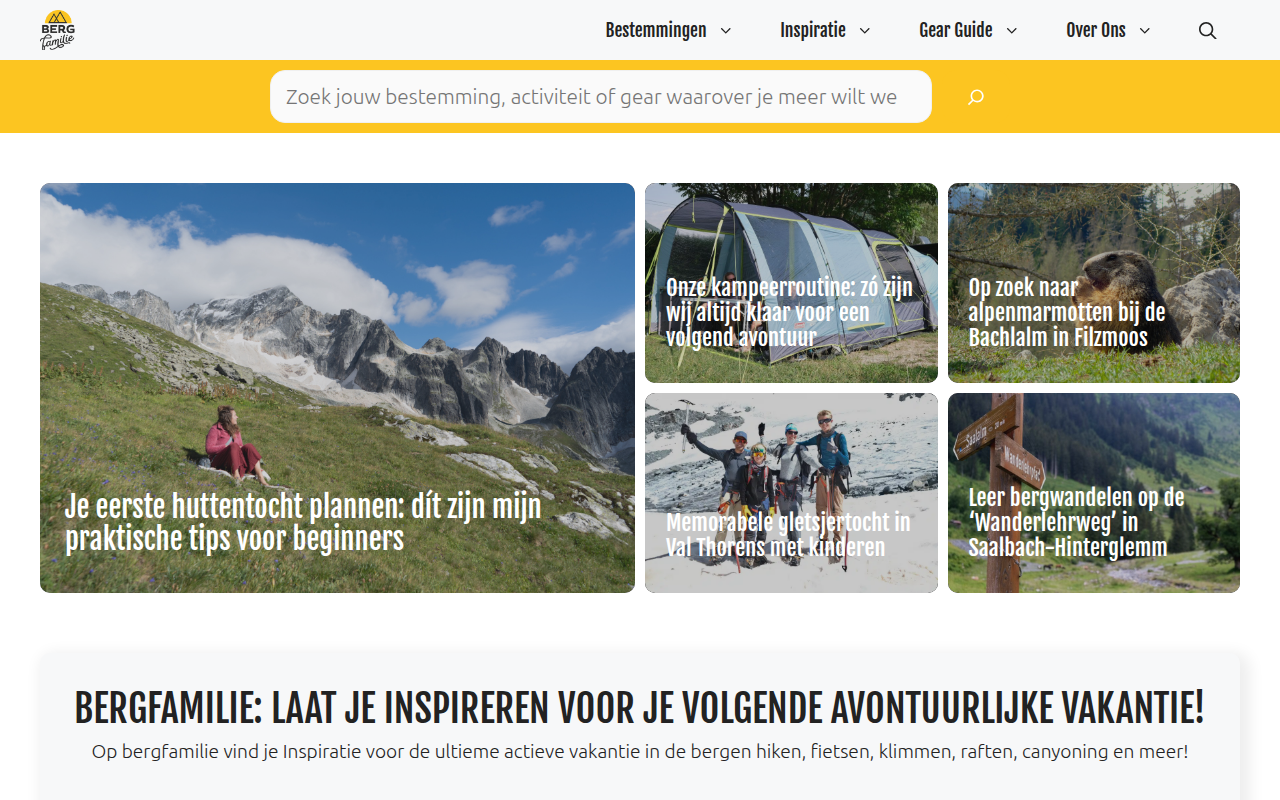 Screenshot van bergfamilie.nl