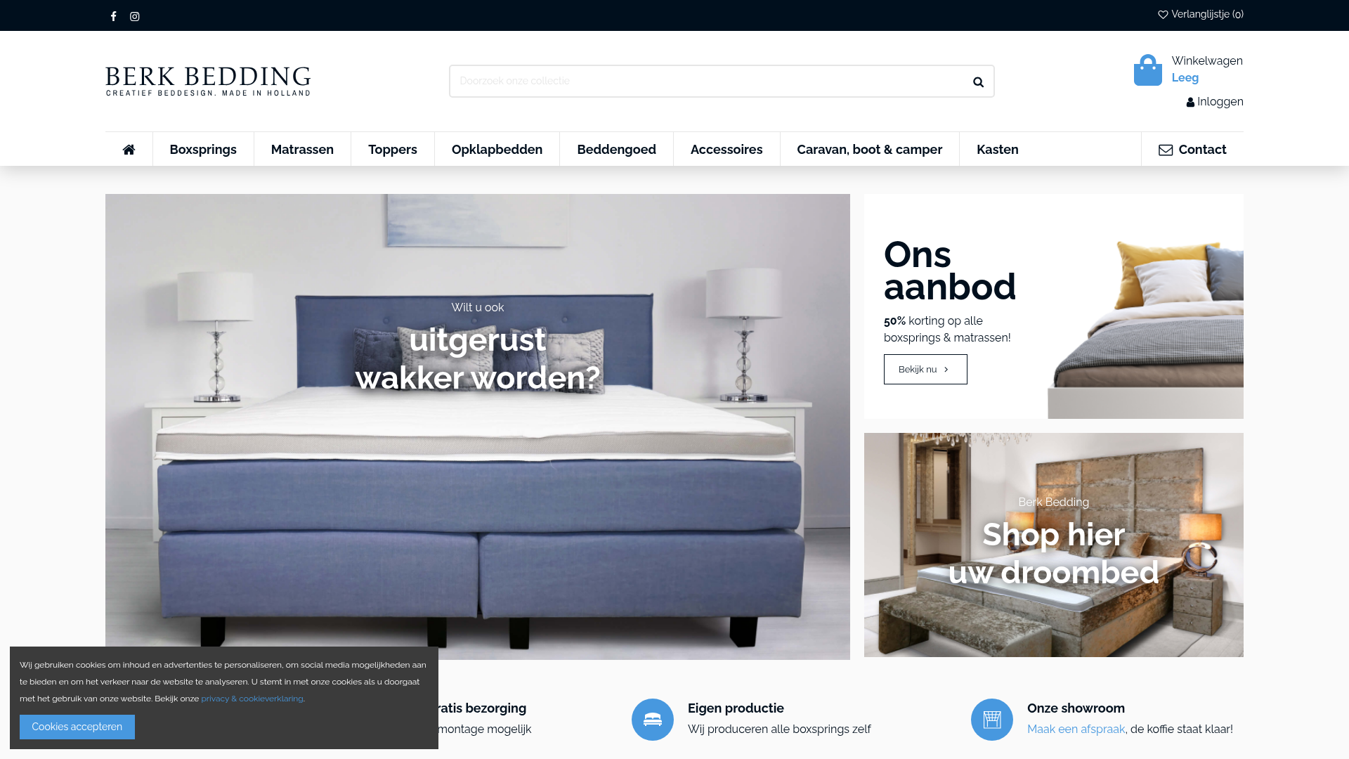 Screenshot van berkbedding.nl