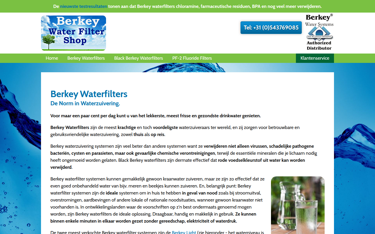 Screenshot van berkeywaterfiltershop.nl