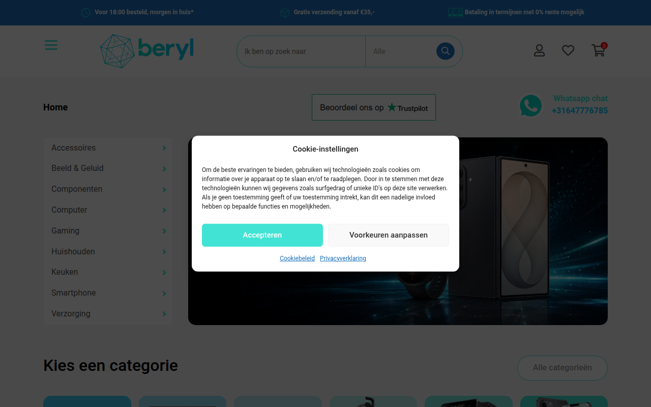 Screenshot van berylmedia.nl