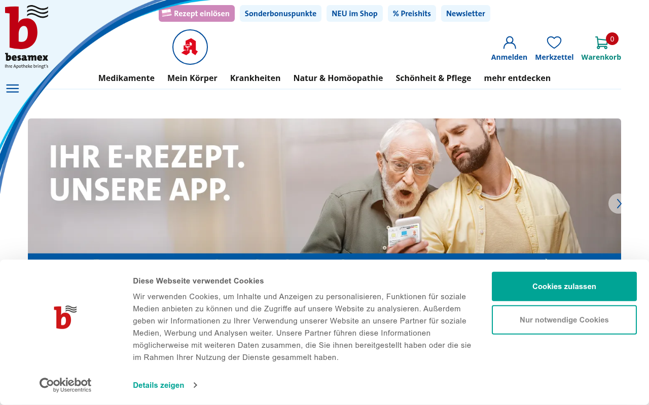 Screenshot van besamex.de
