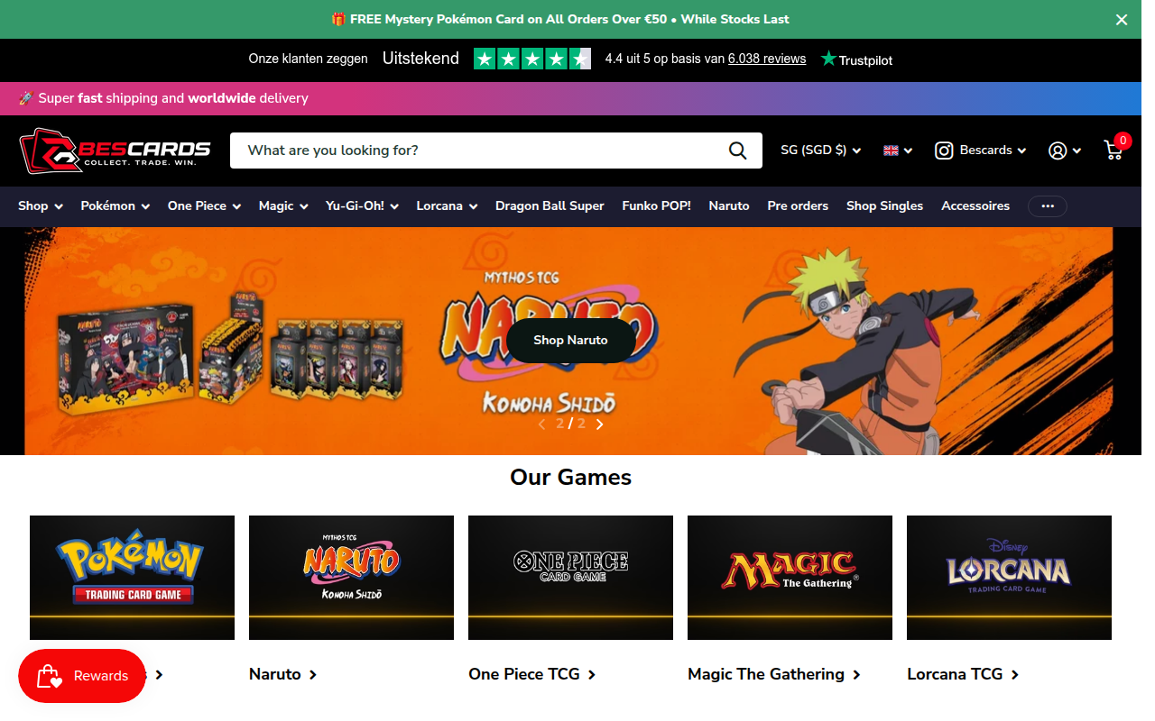 Screenshot van bescards.com