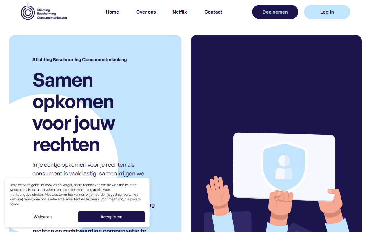 Screenshot van beschermingconsument.nl